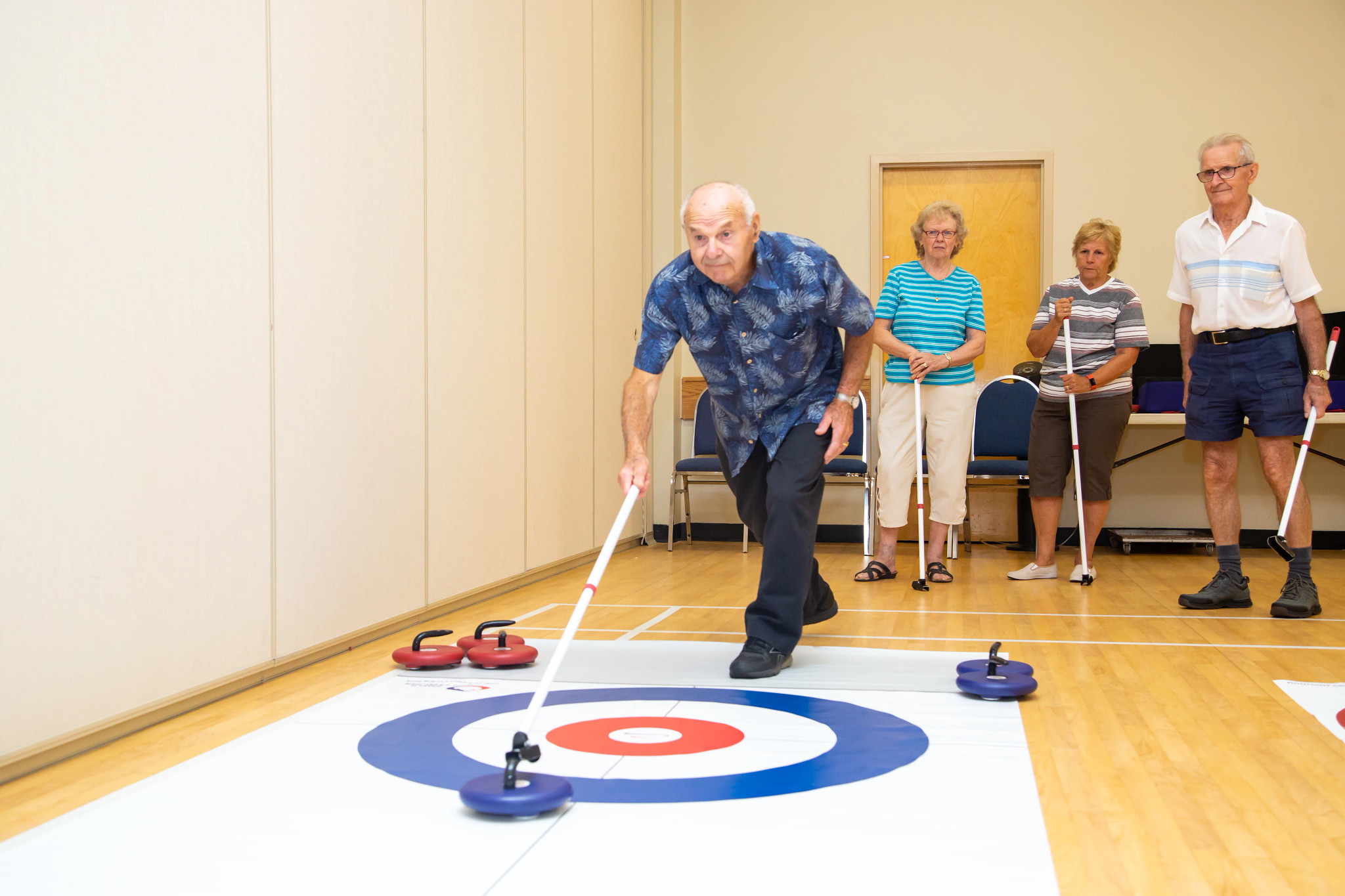 a person is curling
