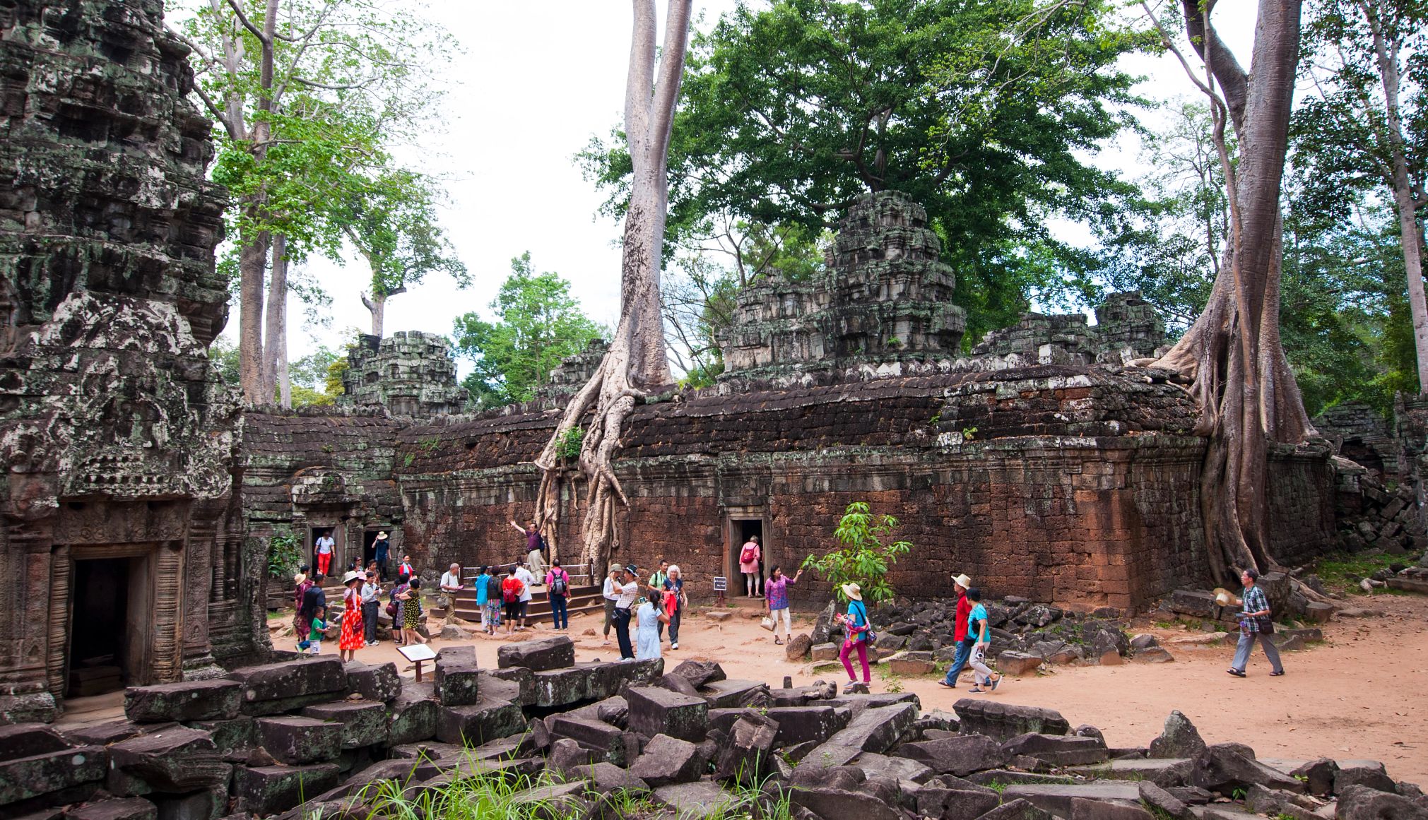 Cambodia has many beautiful beaches and historical sites visitors at the Ta Prohm Temple