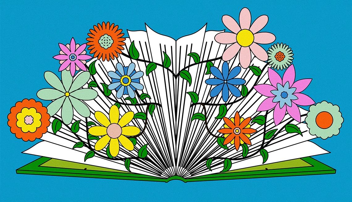 Spring book preview a book opening with flowers coming out of it
