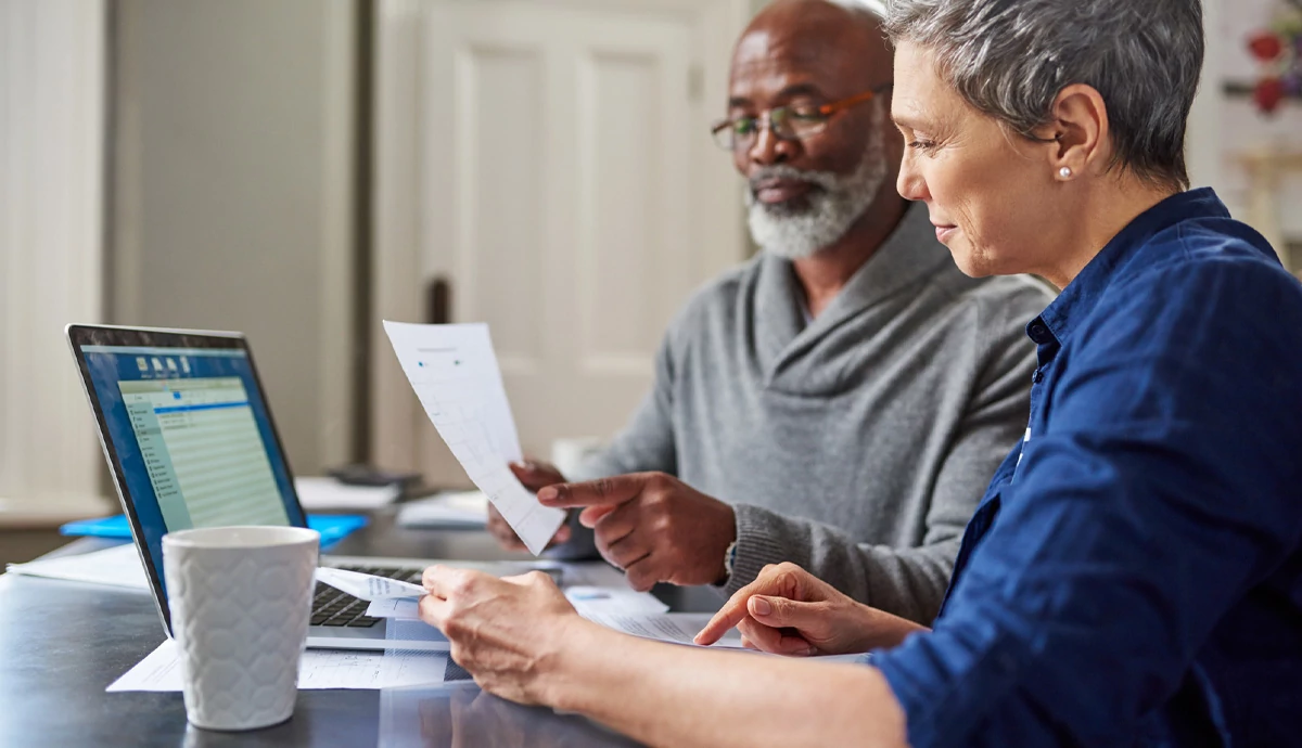 A couple going through their bills together