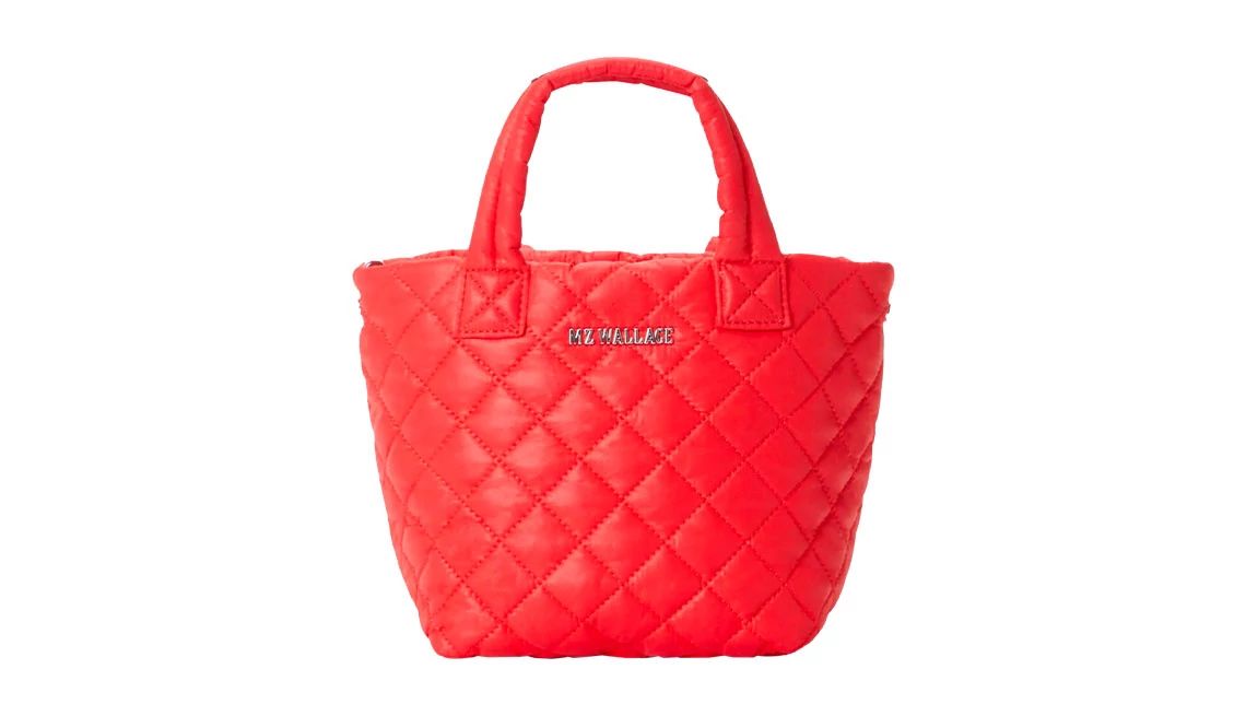MZ Wallace Metro Micro Quilted Crossbody Tote Bag in Red