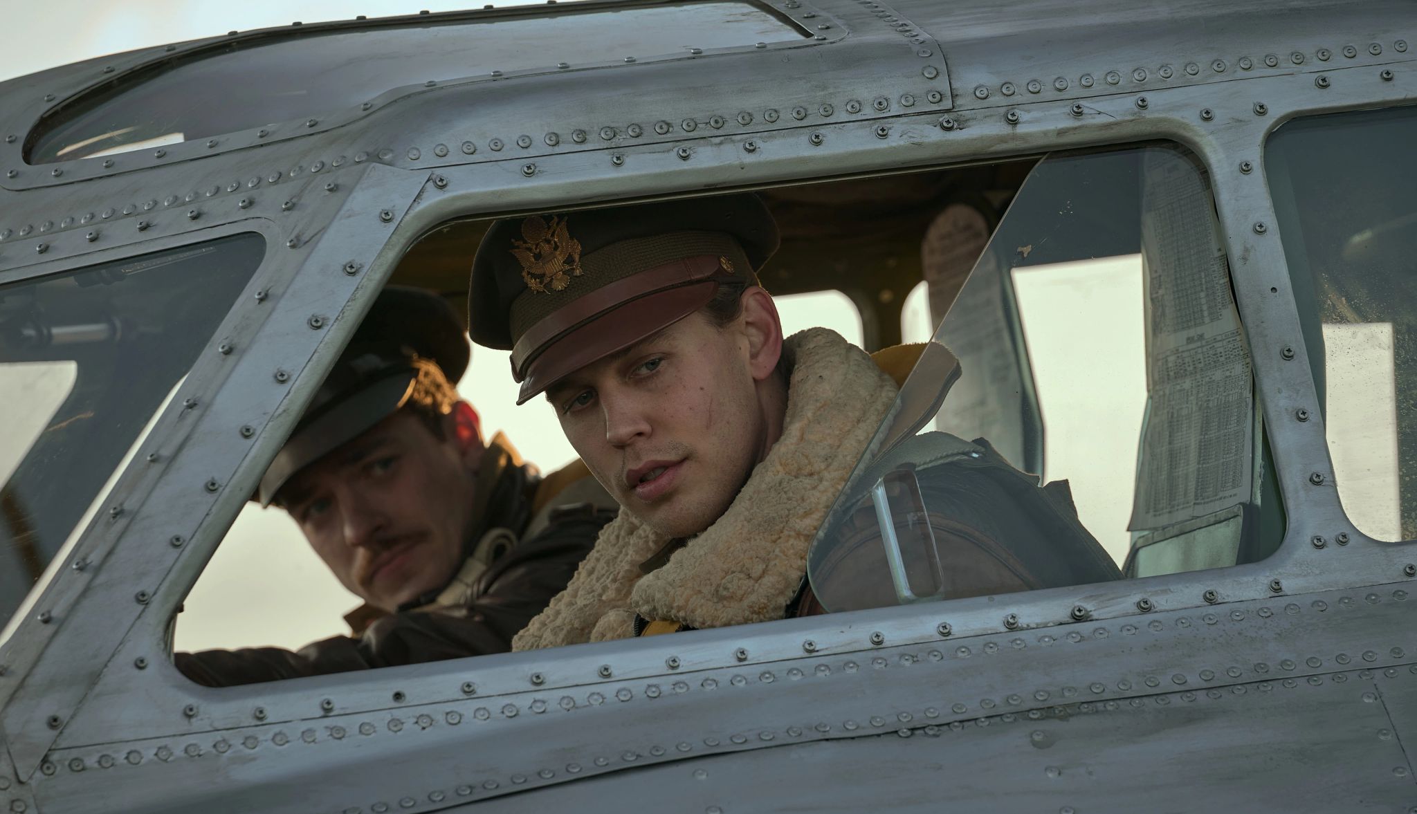 Nate Mann and Austin Butler in "Masters of the Air" Nate Mann and Austin Butler in a still from Masters of the Air