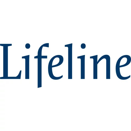 Lifeline Medical Alert Service Lifeline logo navy blue lettering on white background