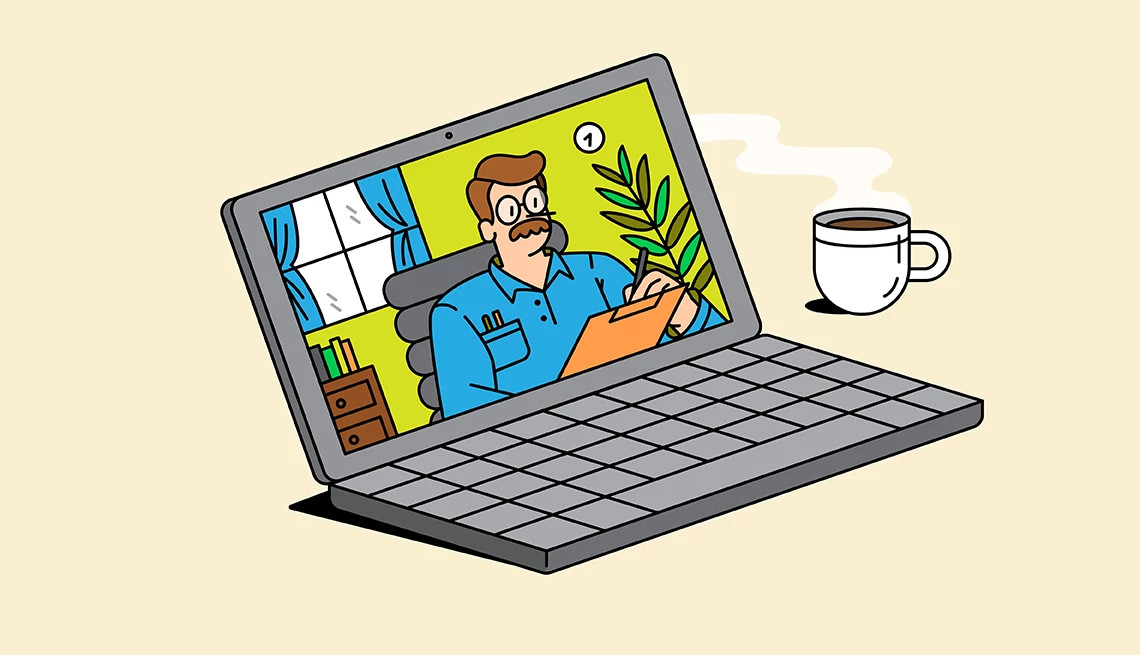 a person in a laptop screen