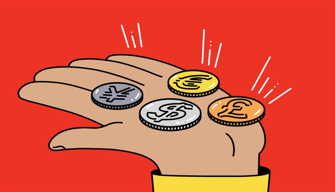 Calculate and come prepared with local currency Illustration of hand holding coins