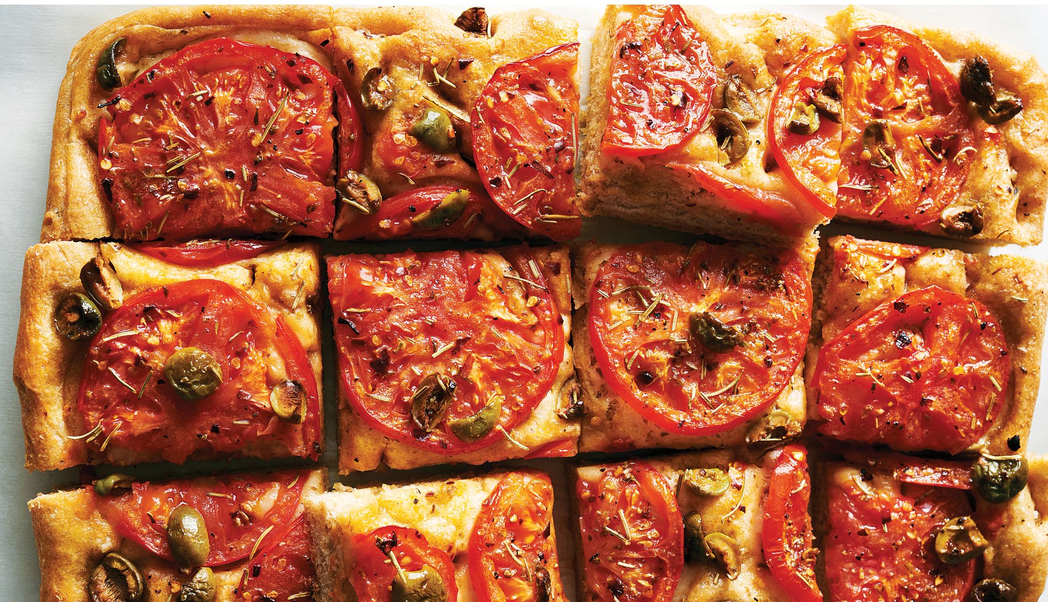 Focaccia with Beefsteak Tomatoes and Olives Focaccia with Beefsteak Tomatoes and Olives
