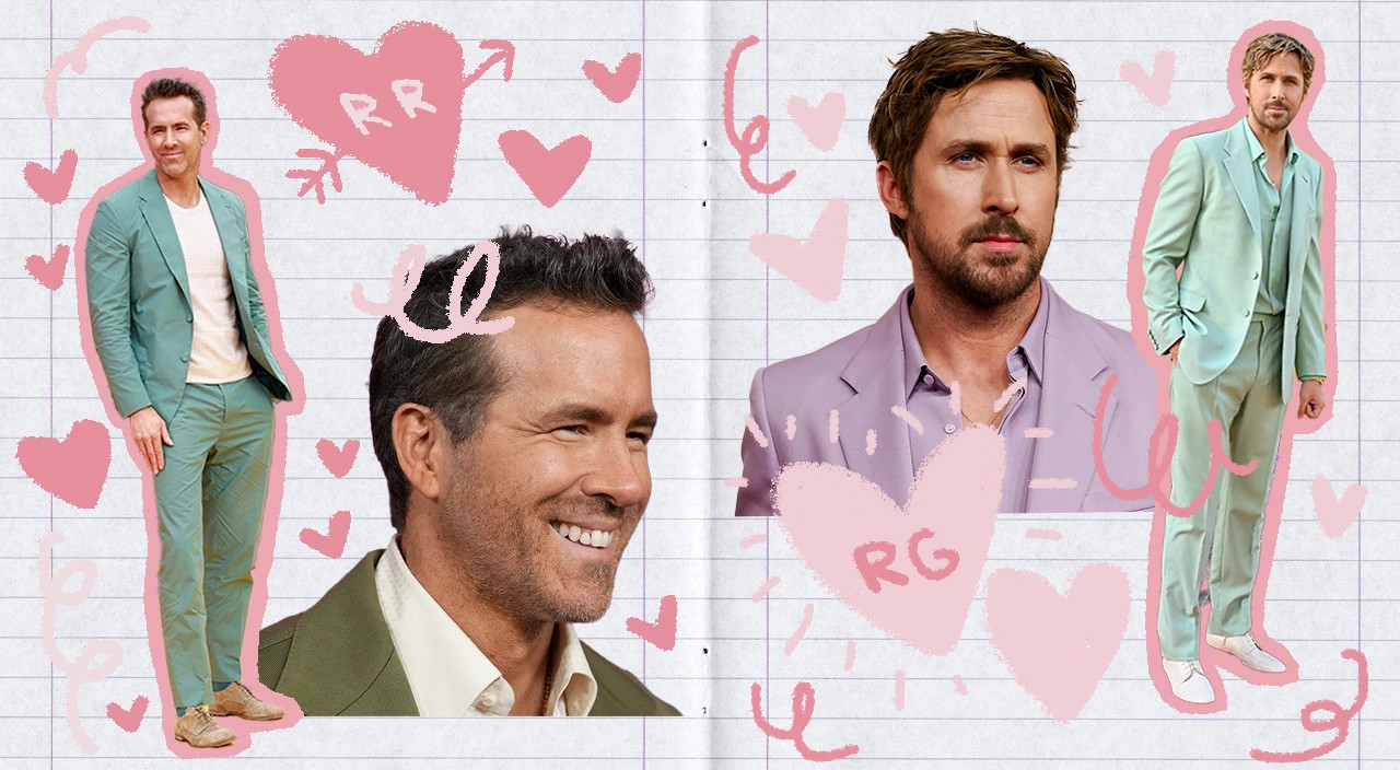 image of journal spread with images of ryan gosling and ryan reynolds