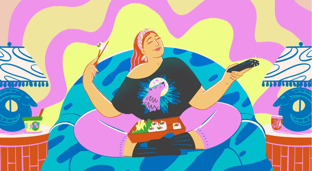 gif illustration of woman enjoying solo time