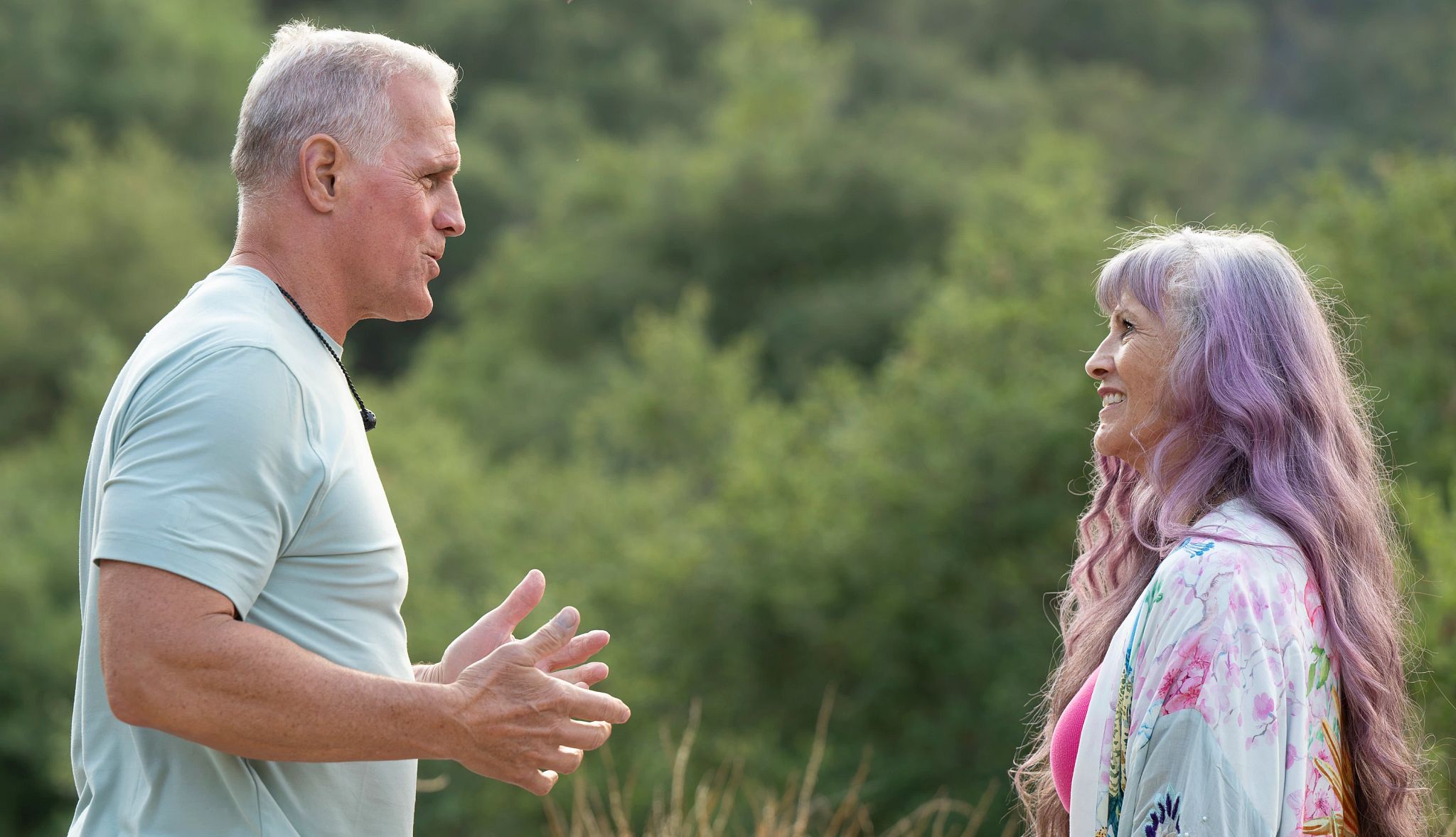 ‘The Golden Bachelor’ Episode 4 Recap mel owens talking to a person with long lavender hair