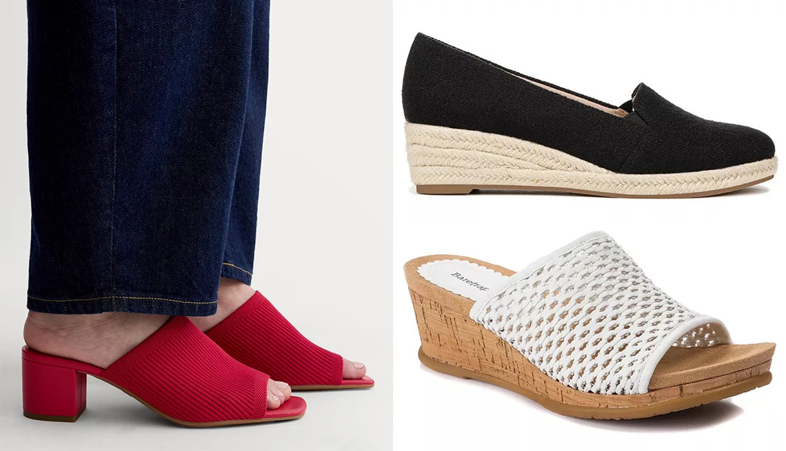 a selection of wedge shoes and heels for summer