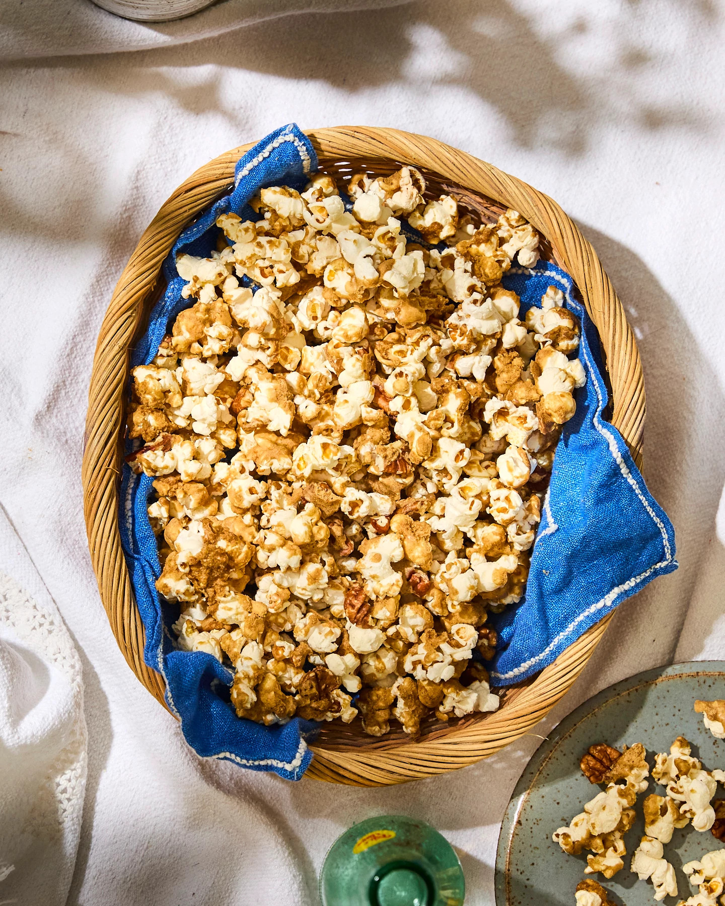 A photo shows Piloncillo-Caramel Pecan Popcorn