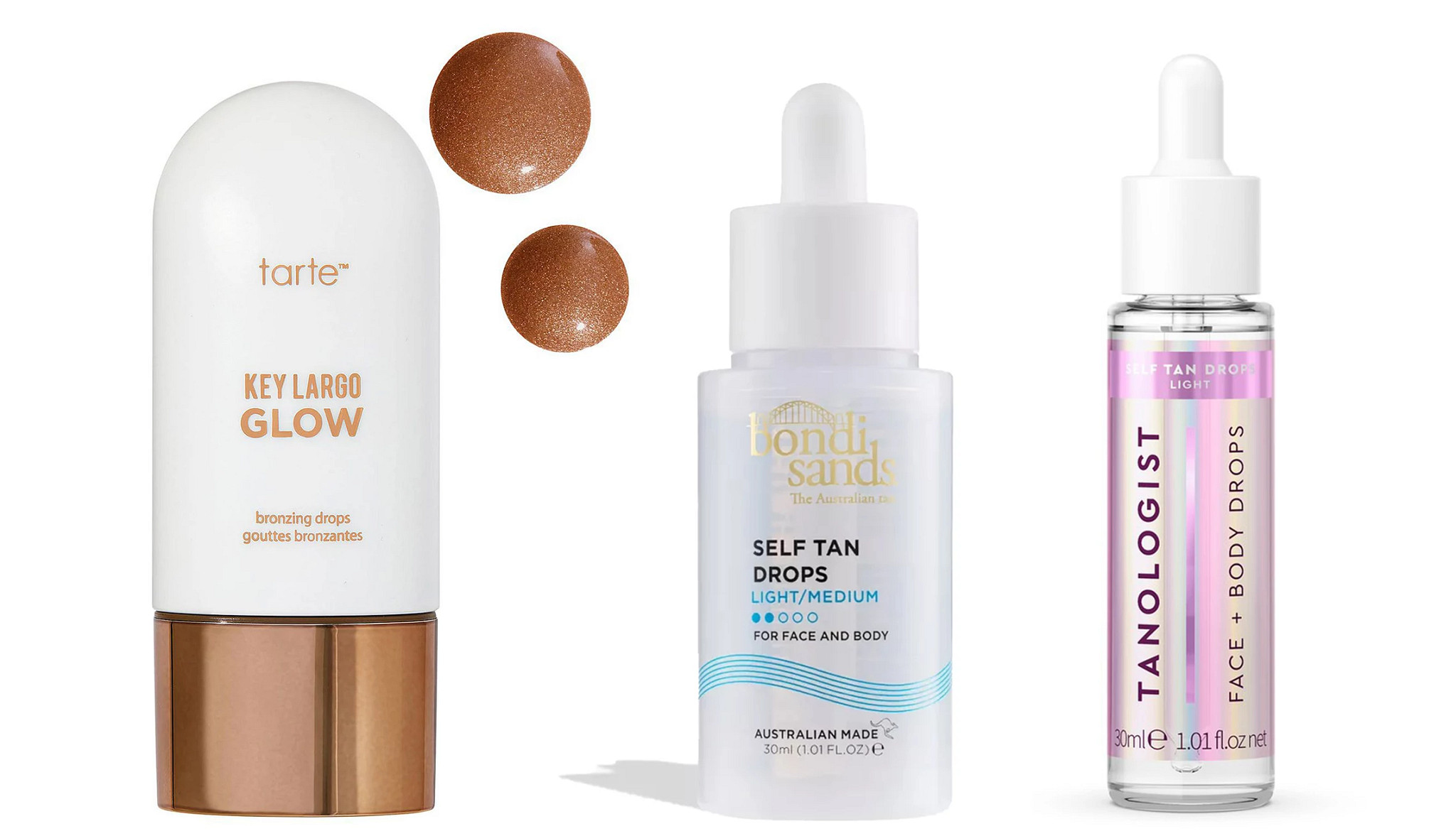 three different self tanning products