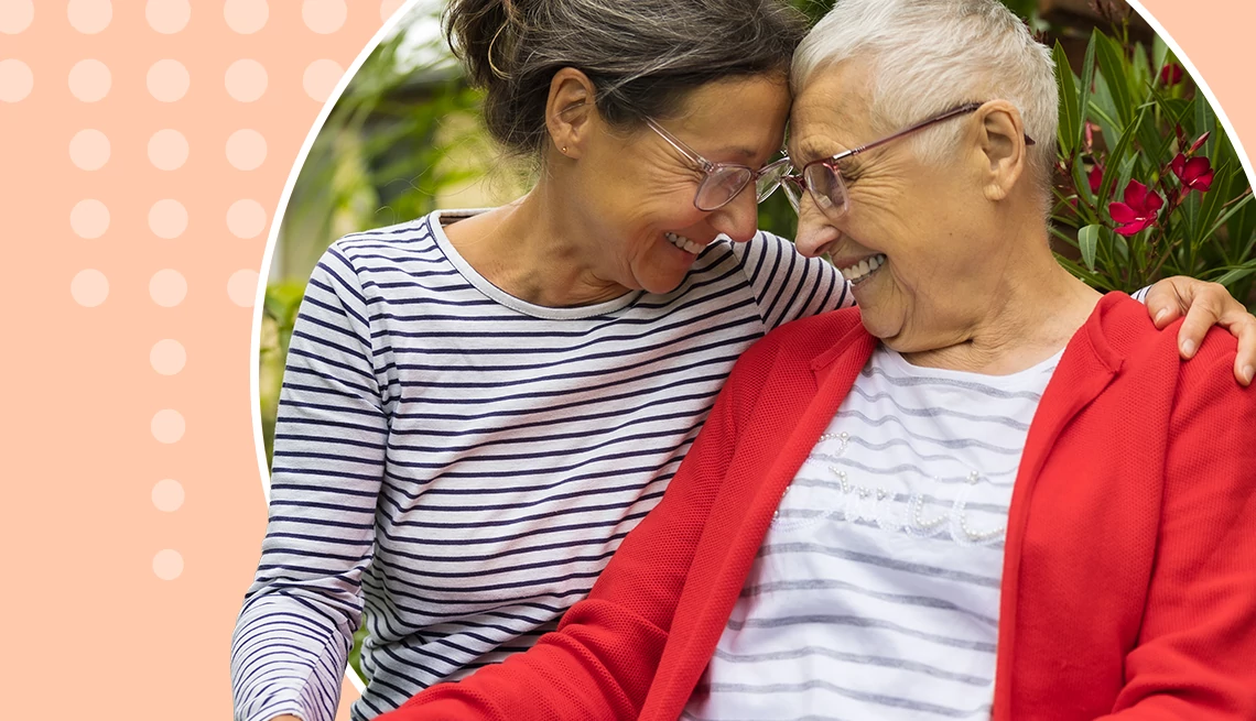 AARP Tele-Town Hall two people pressing their heads against each other