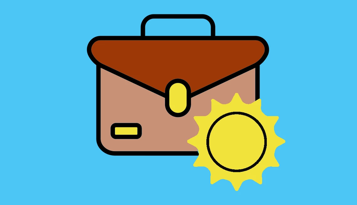 Remote Summer Jobs an illustration of a briefcase and a sun icon on a blue background