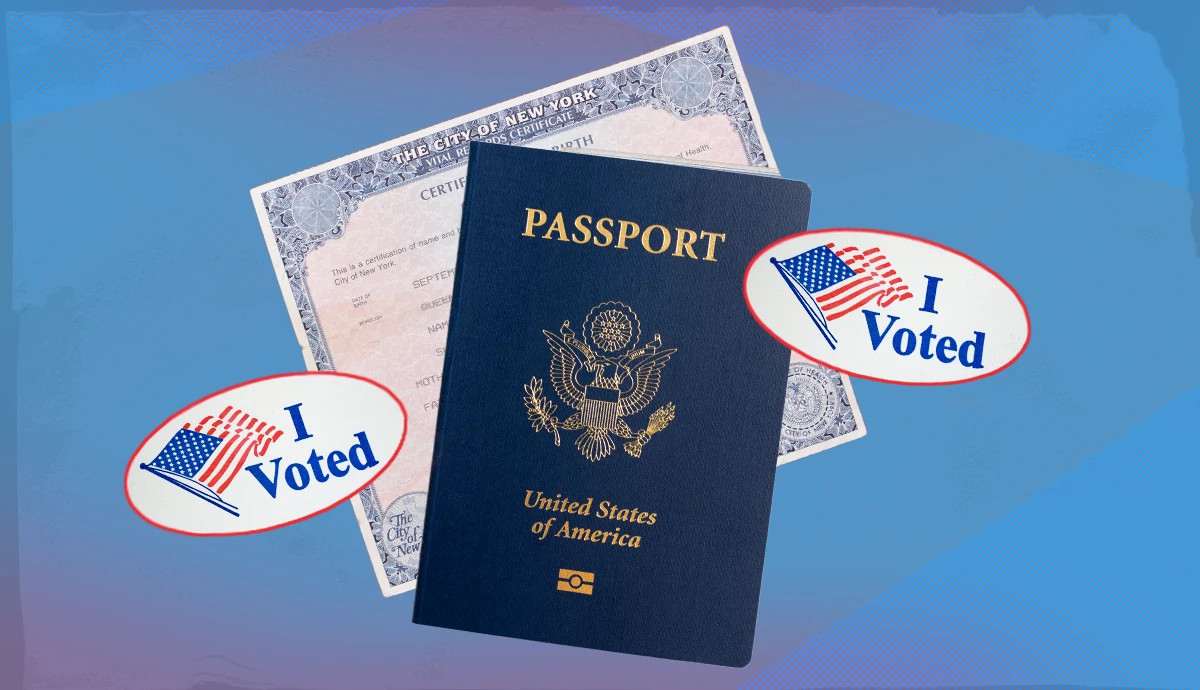 a passport with i voted stickers and a birth certificate