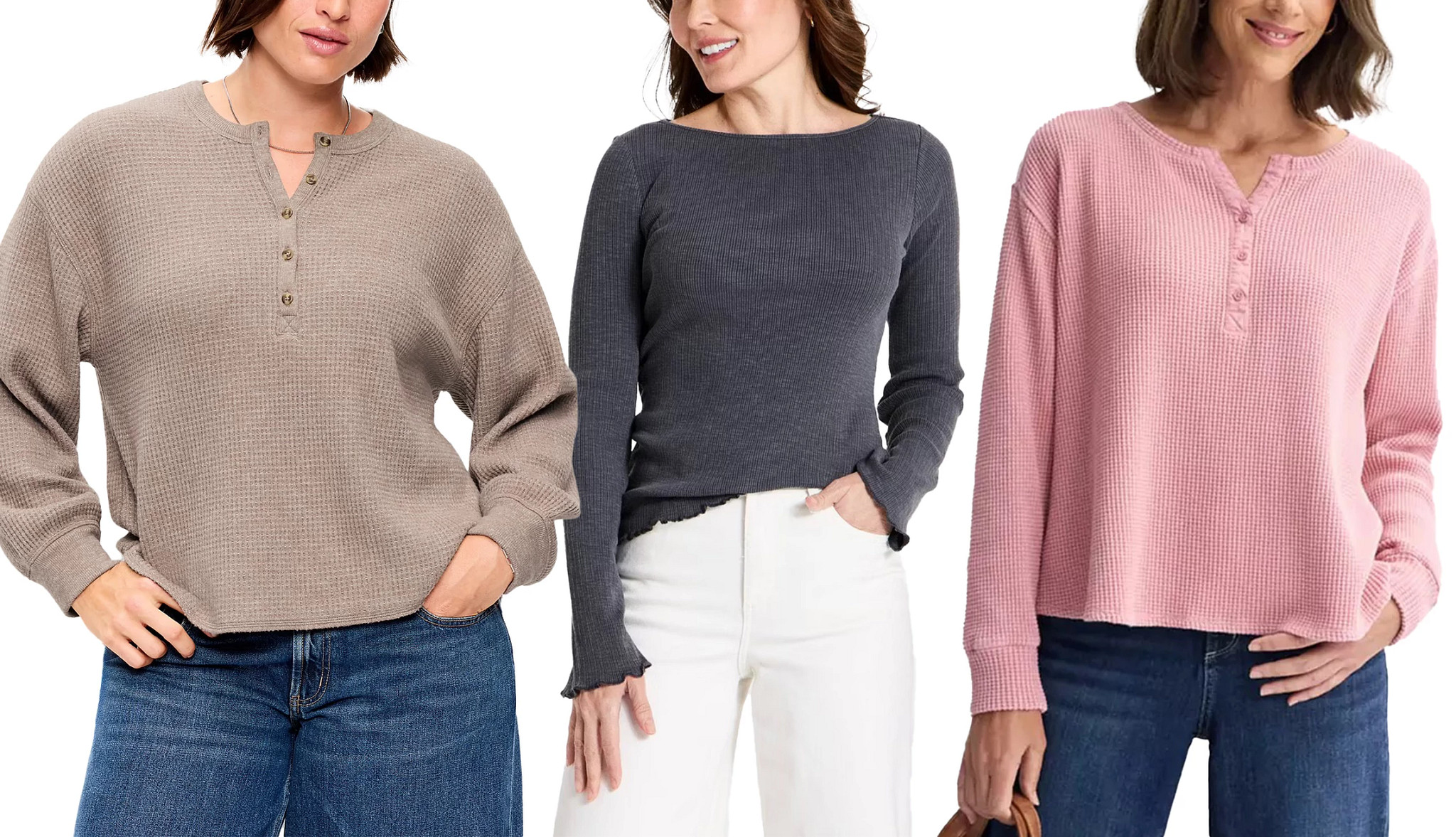 A collage with different casual sweaters for fall.