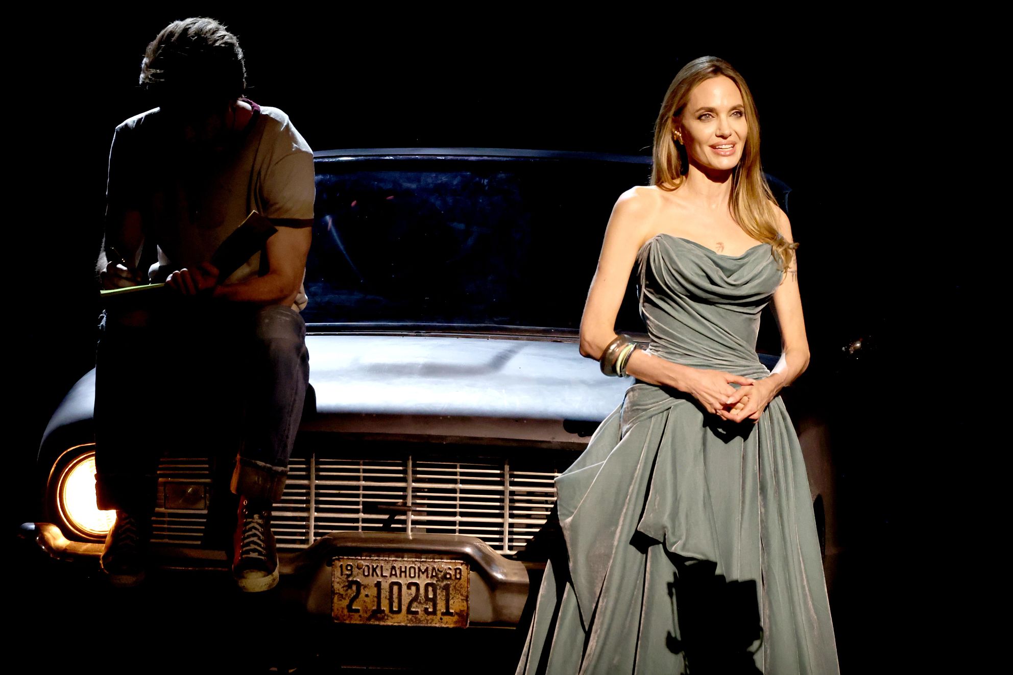 Angelina Jolie Angelina Jolie speaks onstage at the 77th Annual Tony Awards