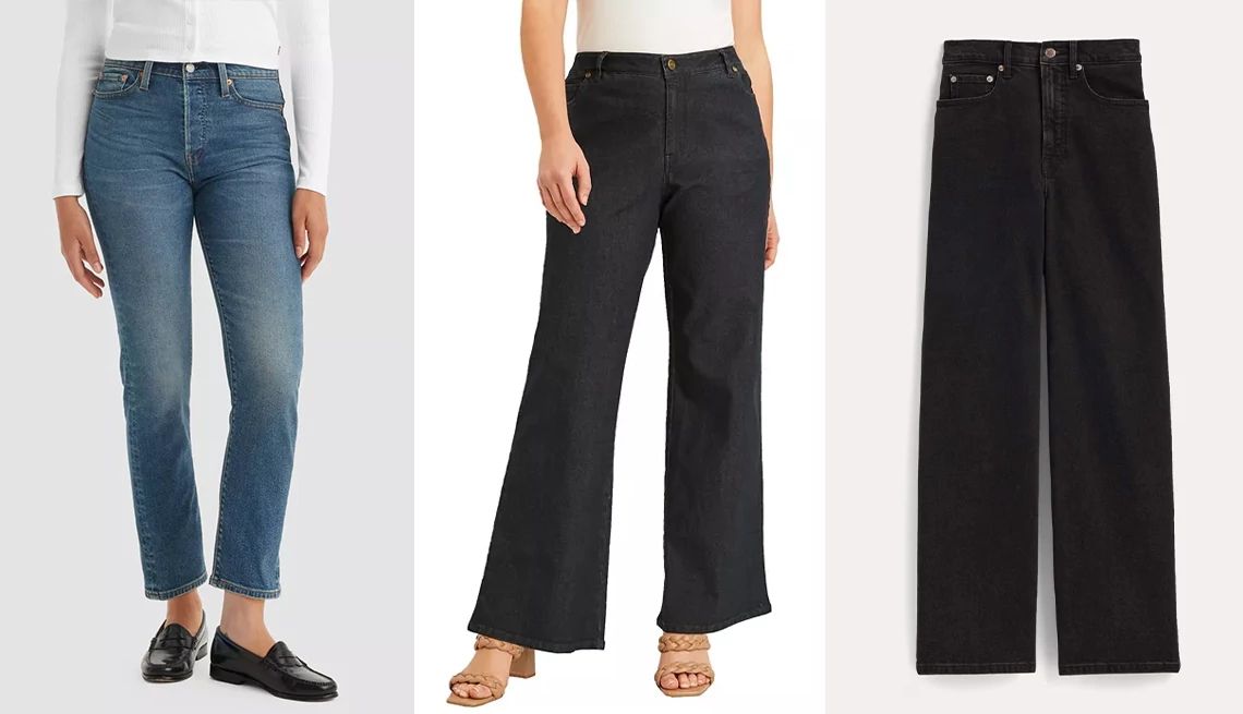 Jeans Style Guide for Women Over 50 models wearing jeans in fashionable colors