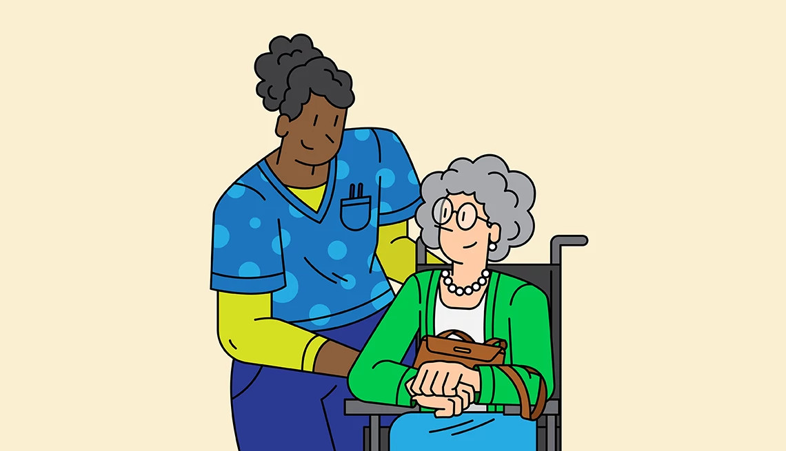 a nurse and someone in a wheelchair