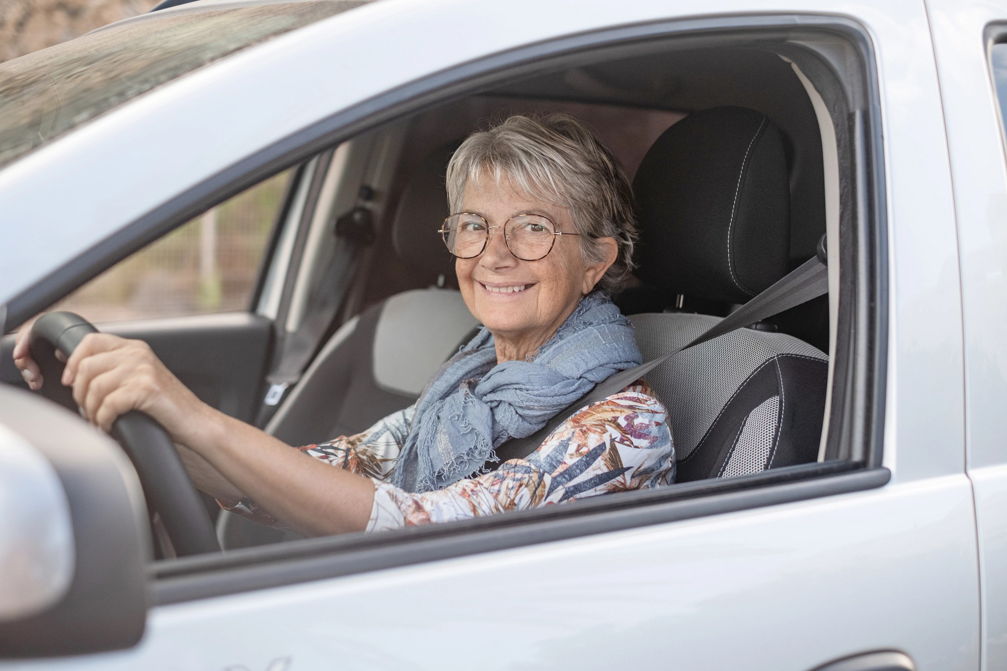 a person driving a car