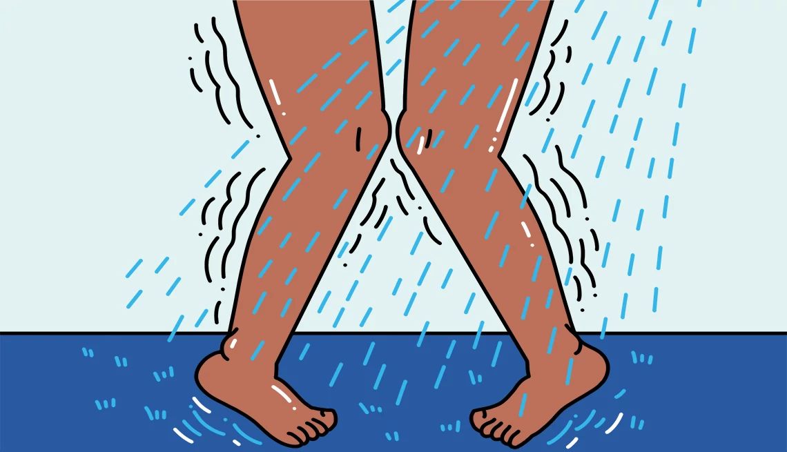 Take a cold shower Illustration of two legs in shower