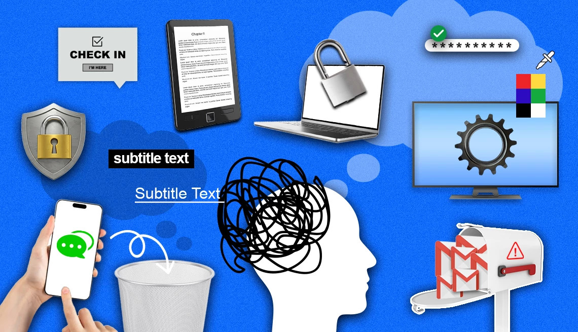 technology related items such as a smartphone, tablet, laptop, desktop computer, and gmail icon