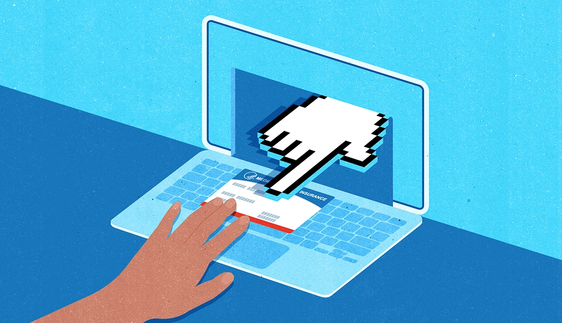 Sign Up Online for Parts A and B of Medicare medicare card and laptop