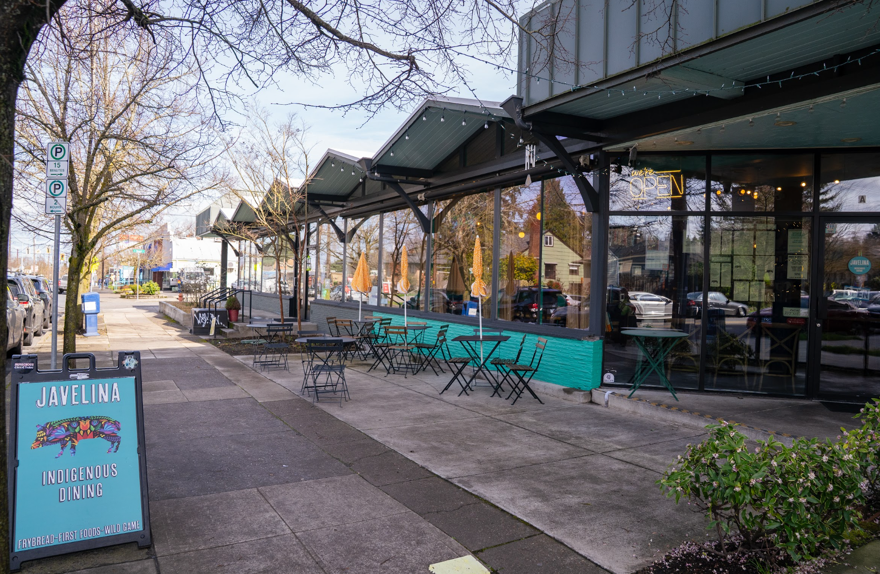 the patio area of Javelina in Portland, Oregon
