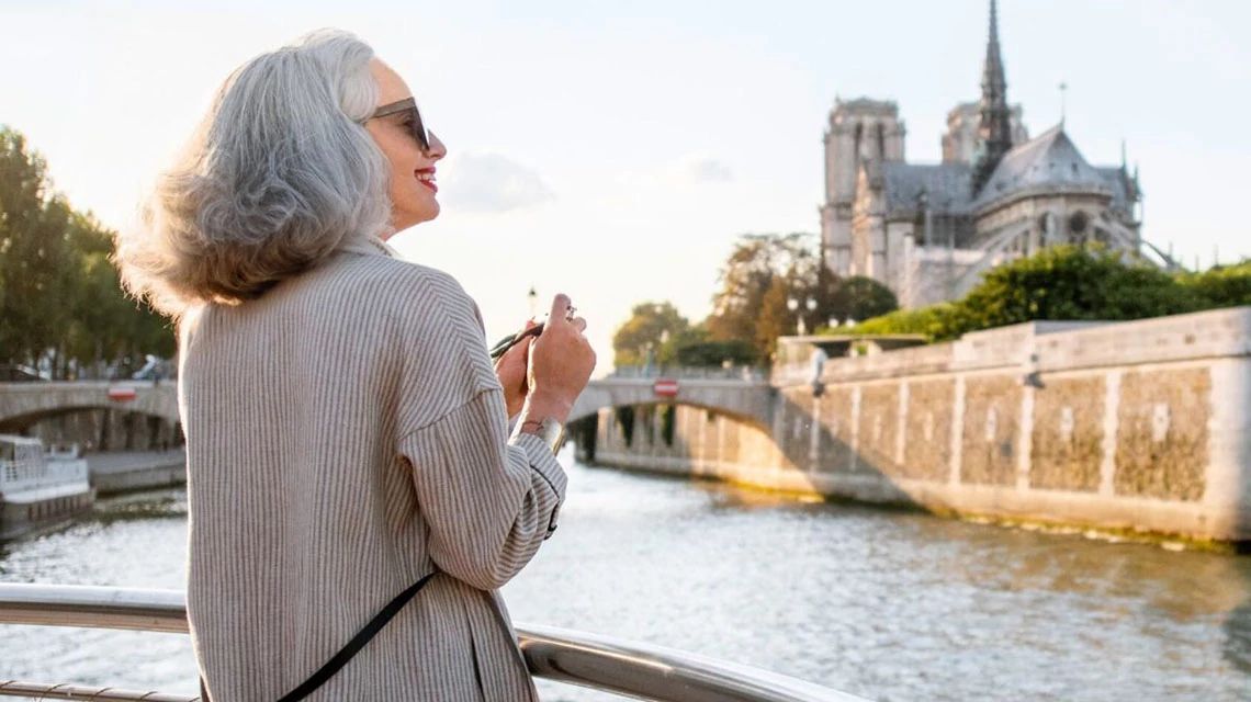 Senior woman on a cruise ship