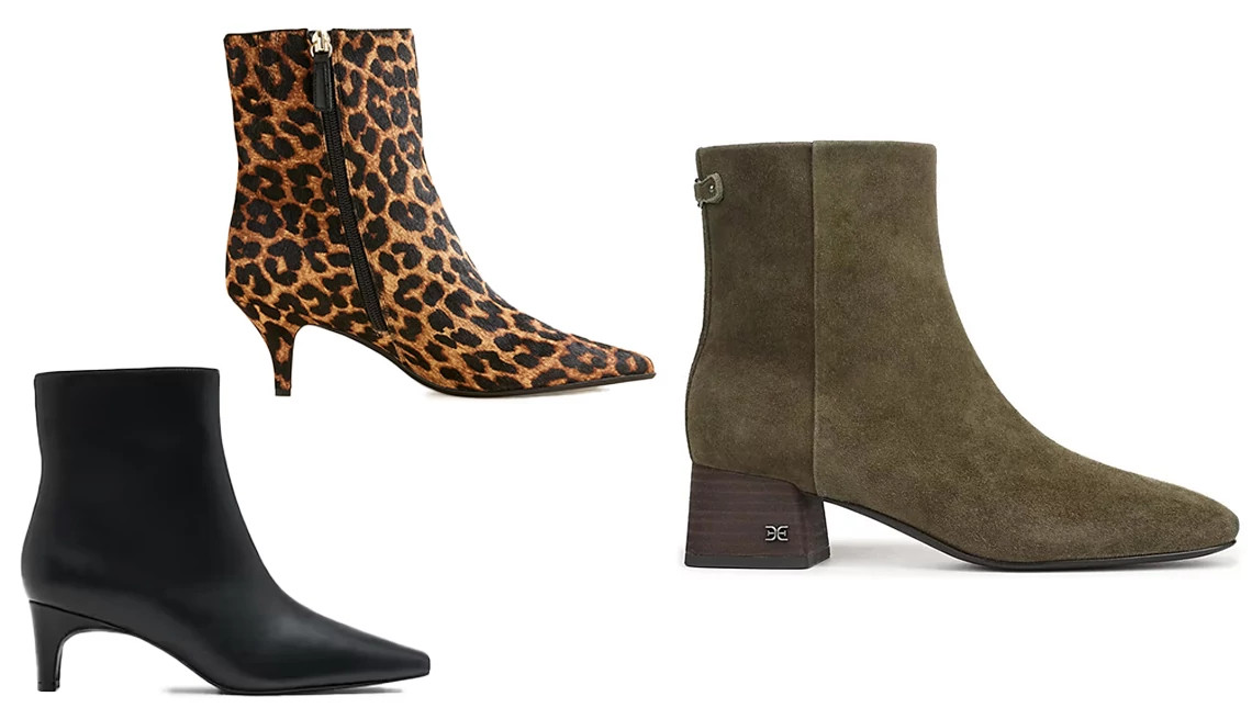 a collage showing thee different styles of ankle boots