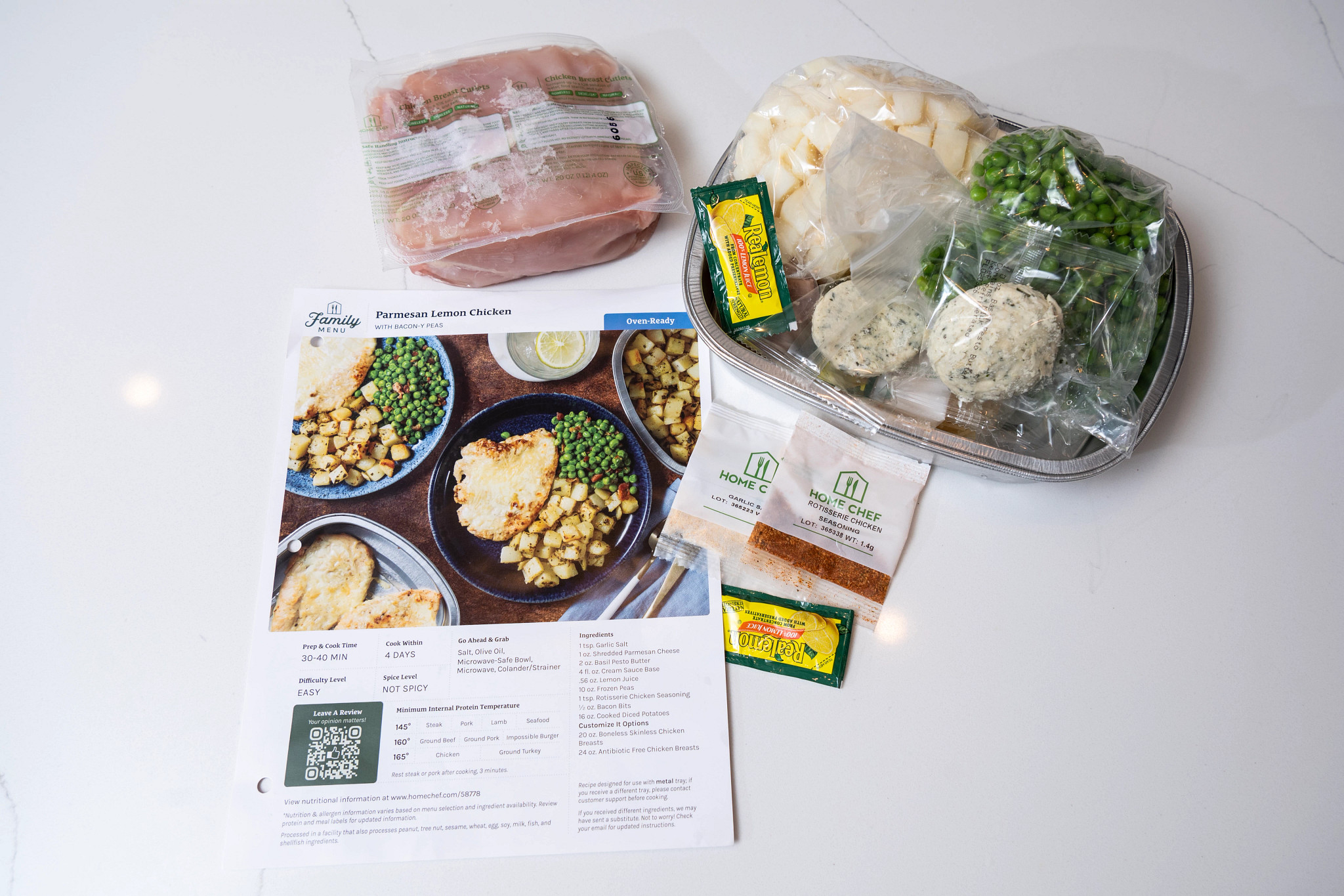 Home Chef meal kit components on display