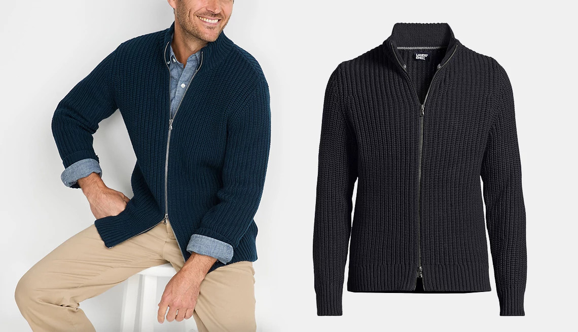 a model wearing a sweater