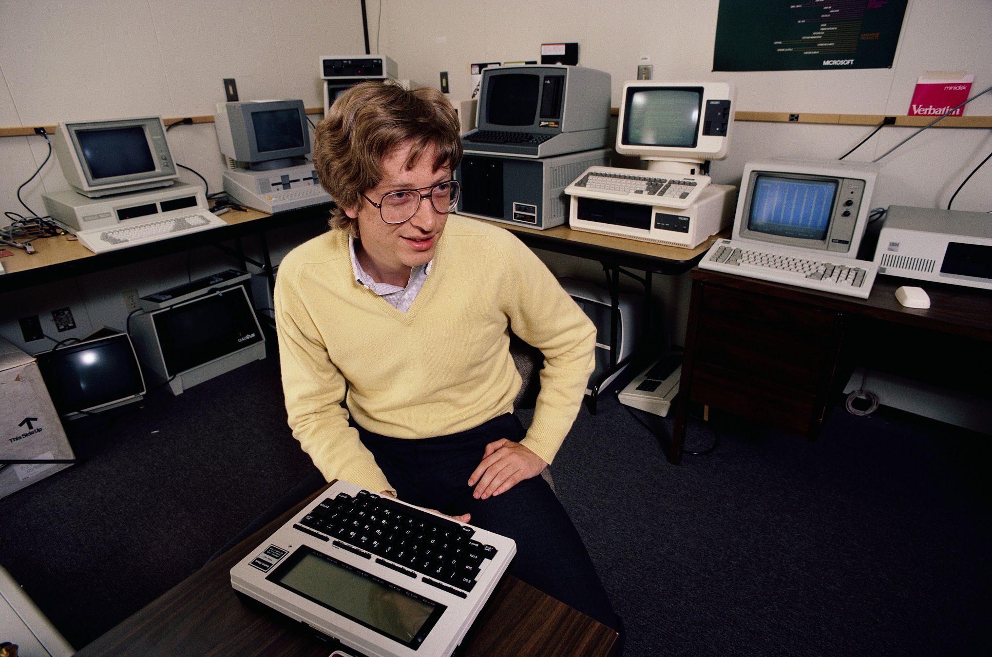 Bill Gates early days A young Bill Gates, surrounded by the early machines that shaped the digital age