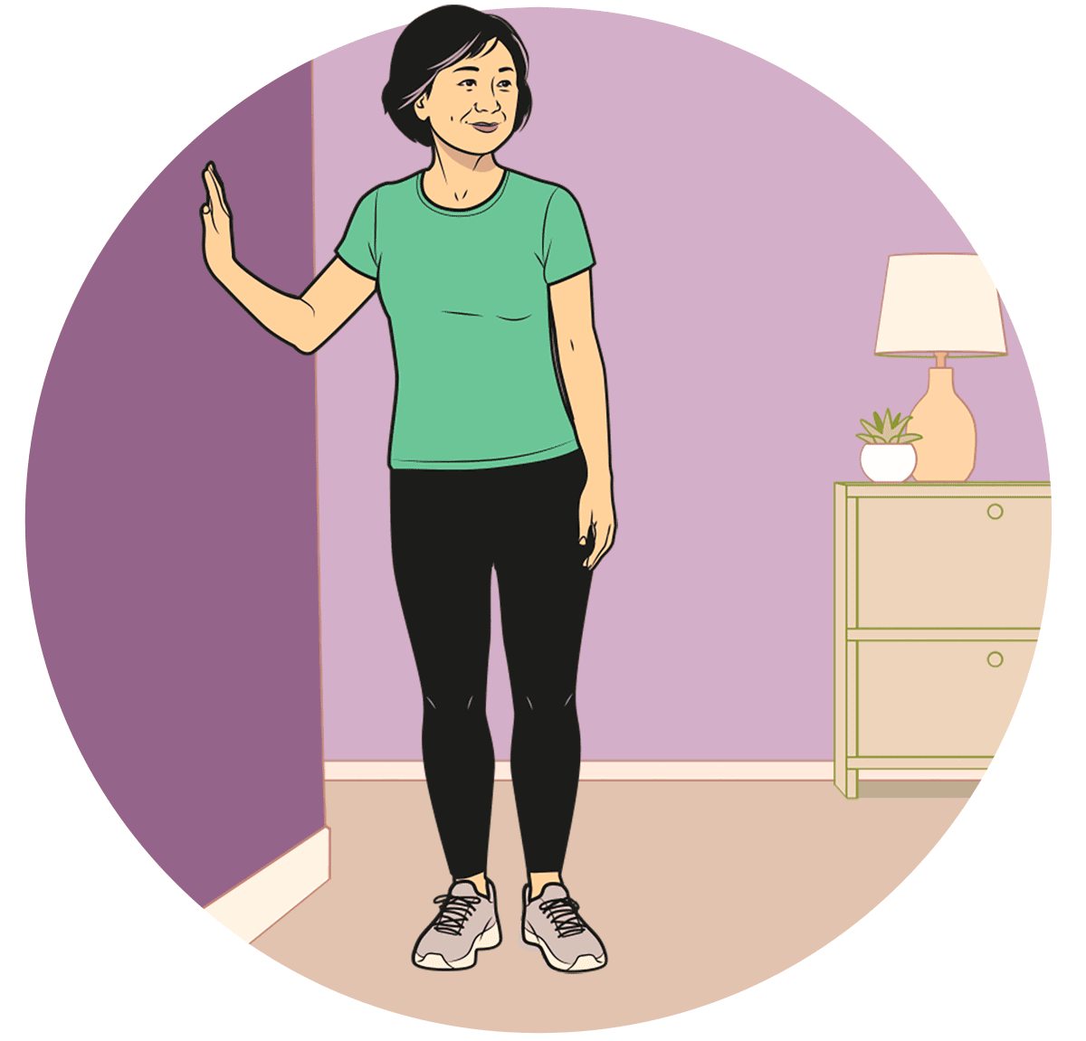 illustrated gif of a woman performing a supported side leg lift
