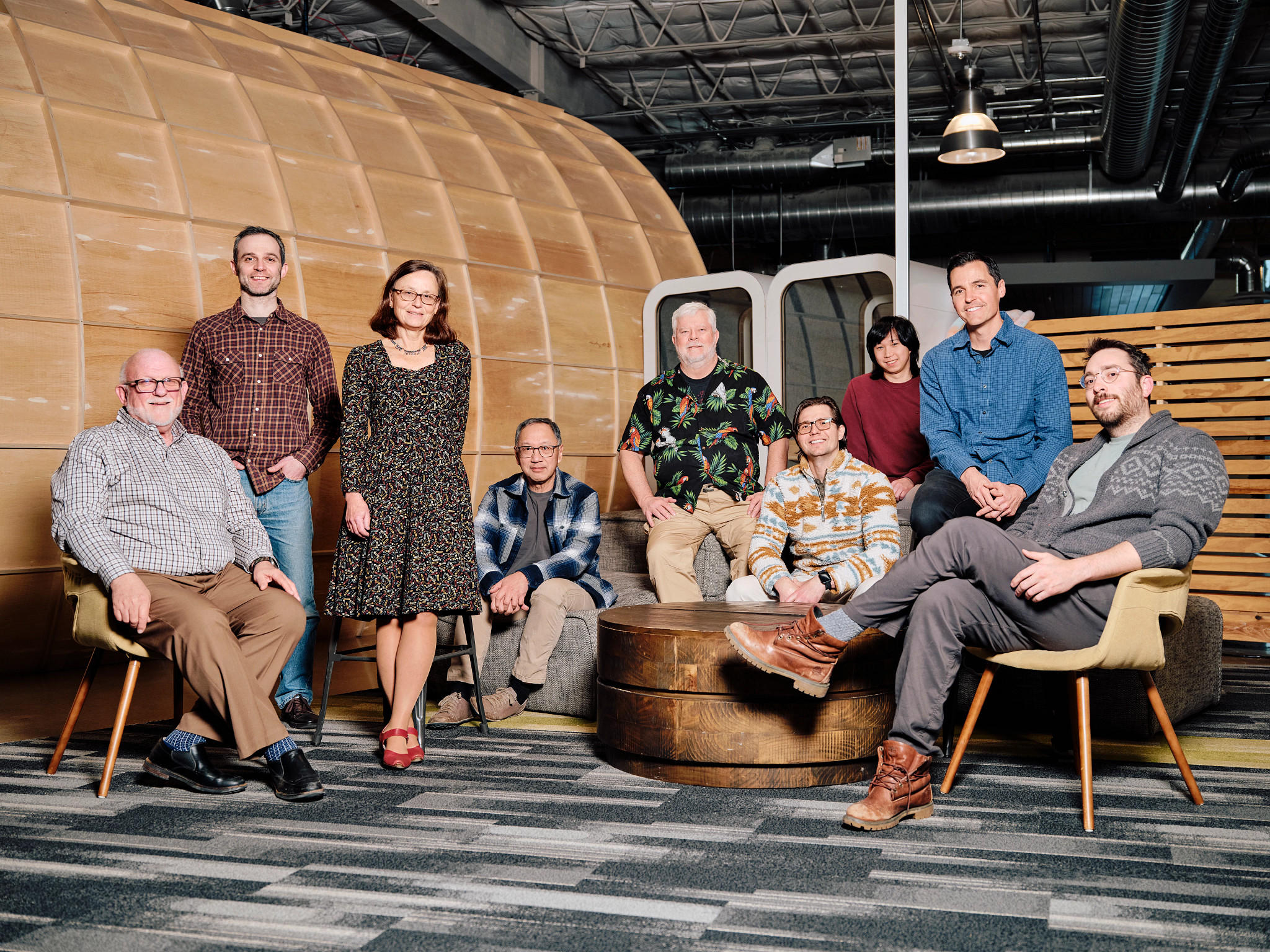 a group poses for a photo