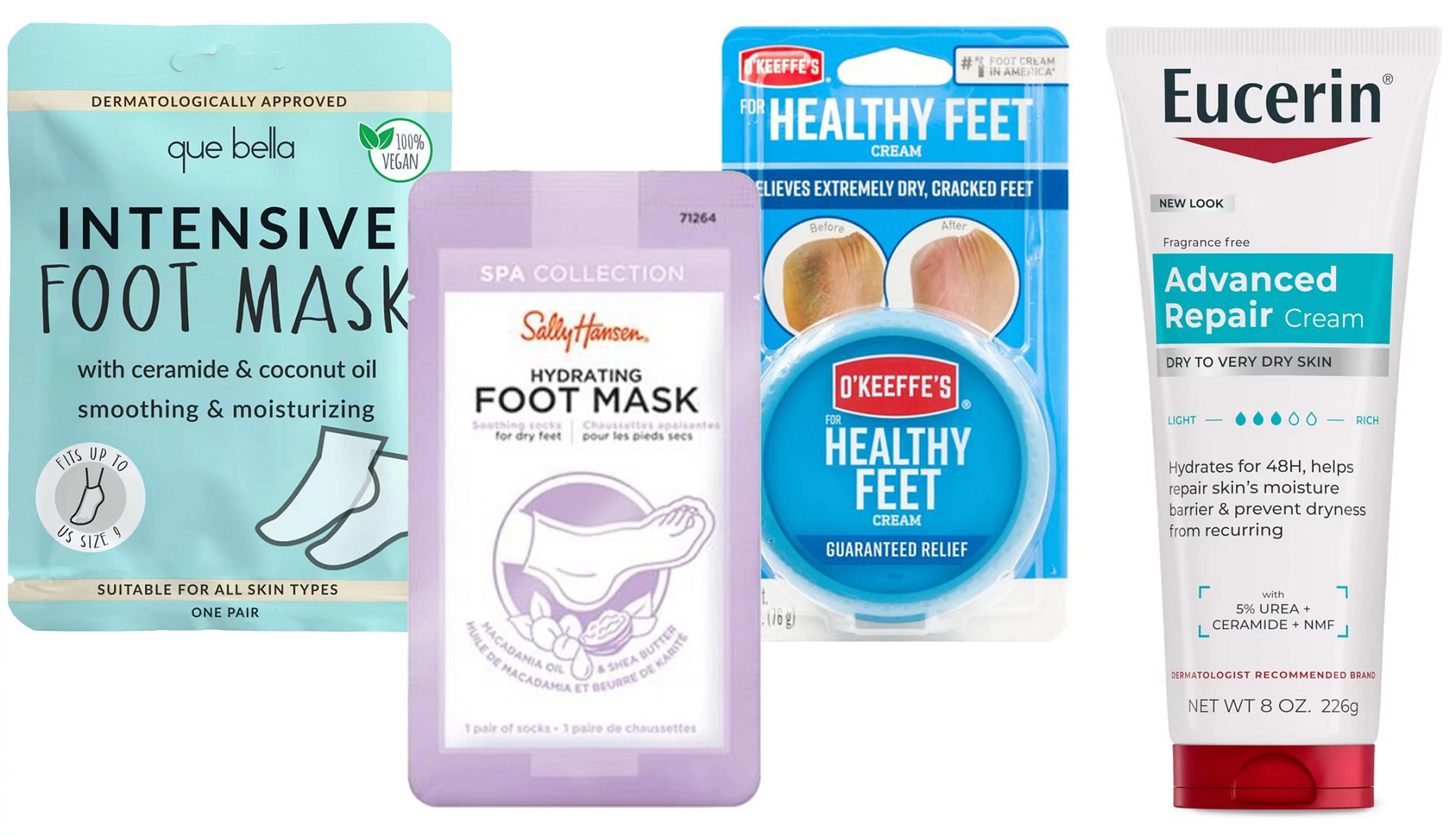 a collage with masks and creams for feet