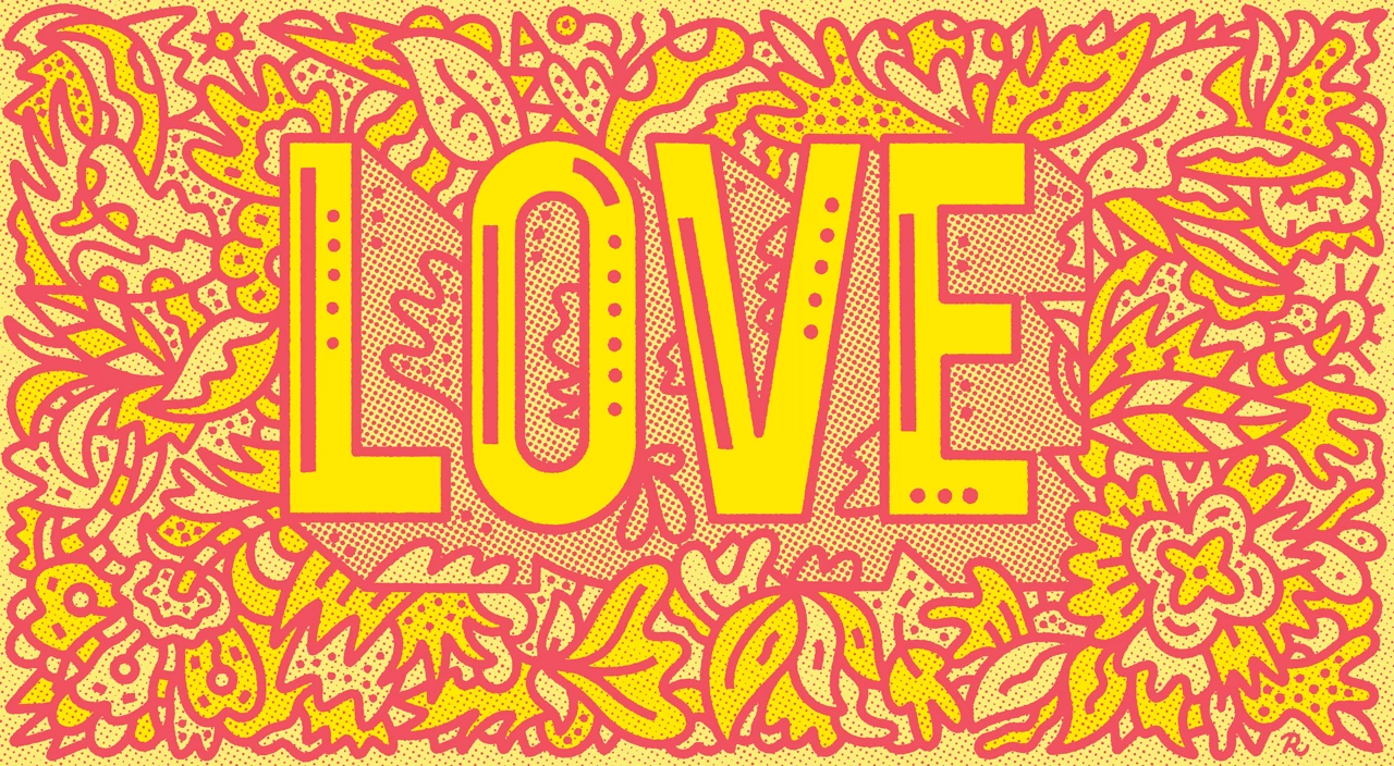 typography illustration of the word love