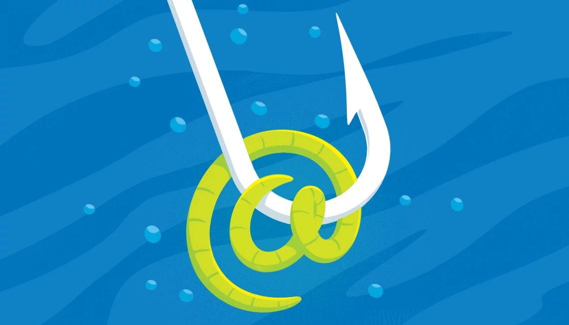 What to do if you're targeted by a scammer Illustration of hook grabbing rope in water