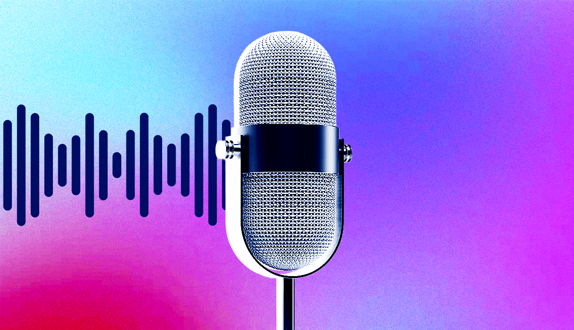 How You Can Listen to Podcasts When You're Hard of Hearing a microphone with text appearing next to it