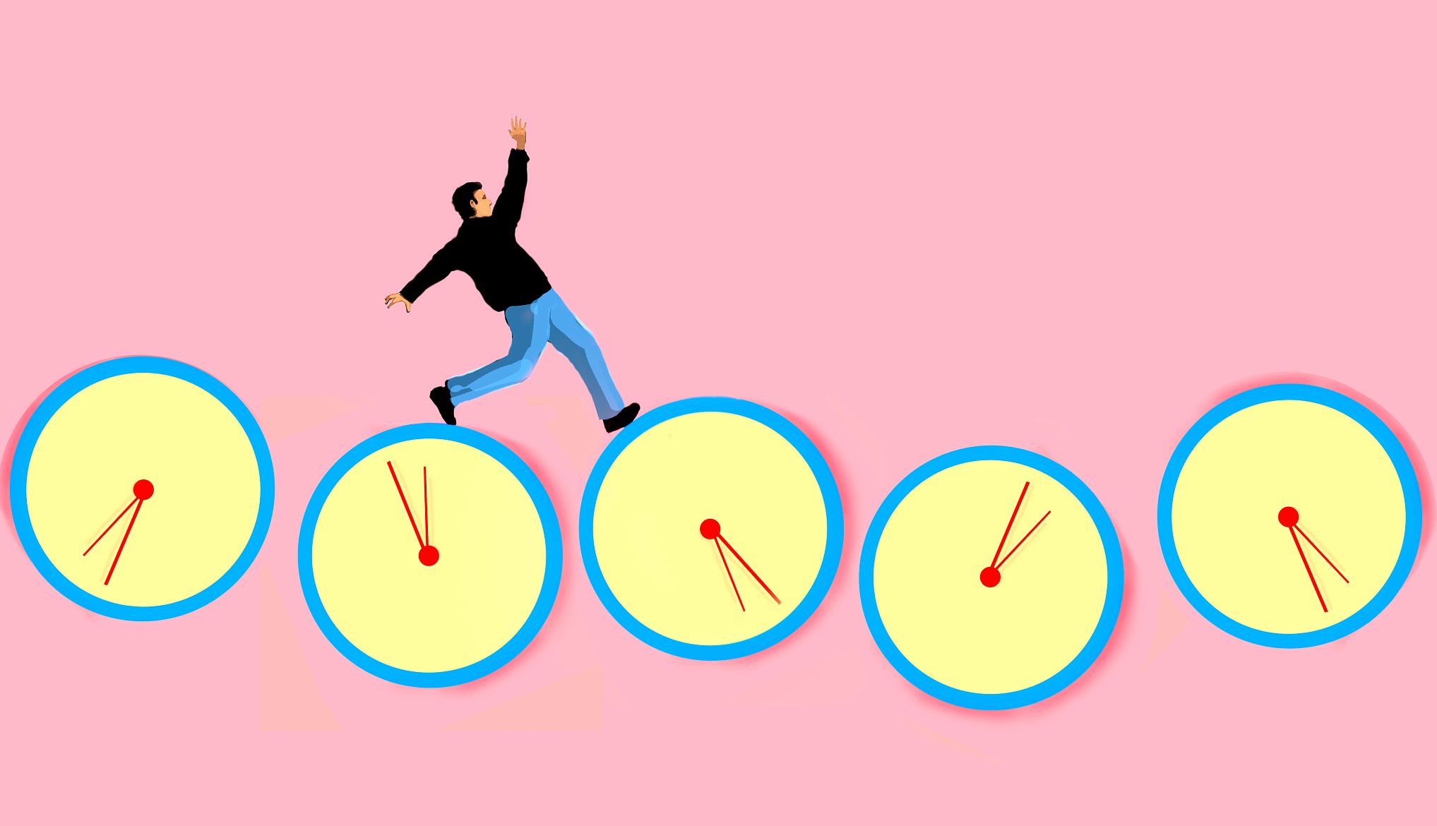 IRS Tax Deadlines a man walking on a series of clocks
