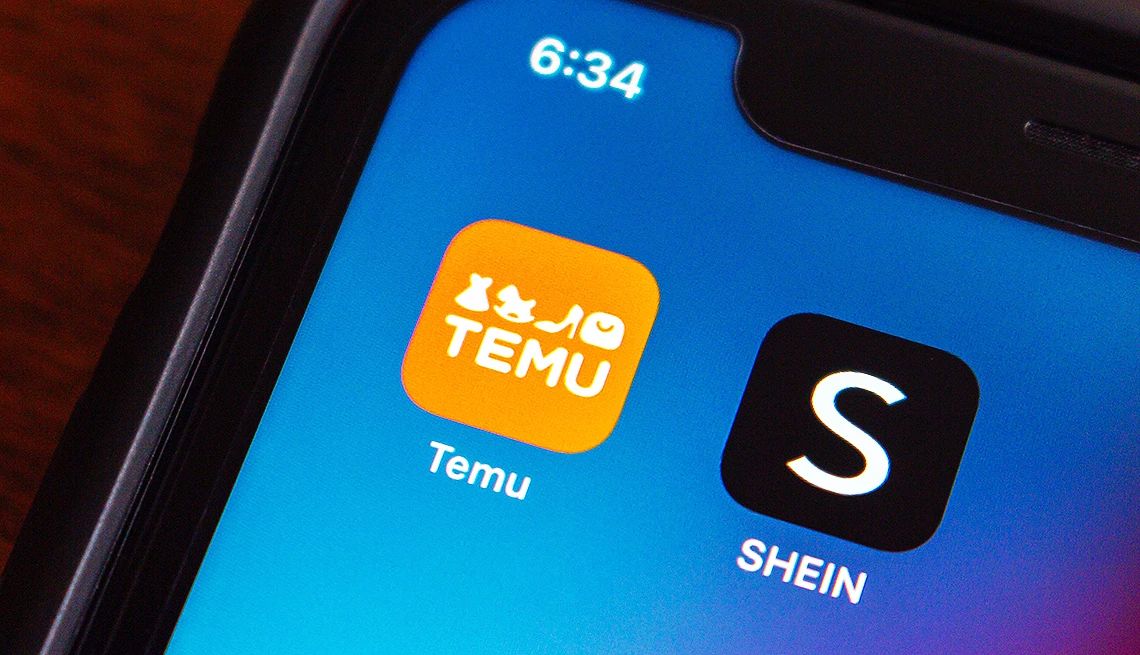 temu and shein apps on a smartphone screen