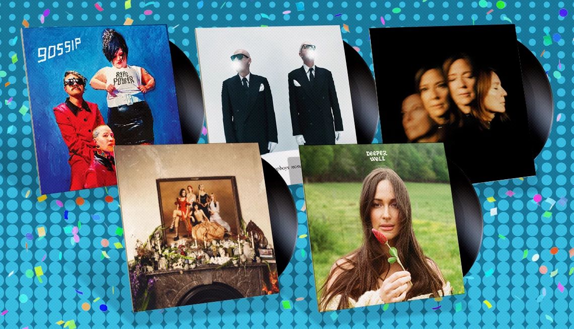 Favorite music albums of the first half of 2024 Collage of music albums including "Real Power," "Prelude to Ecstasy," "Nonetheless," "Deeper Well" and Lives Outgrown against blue background with confetti on it