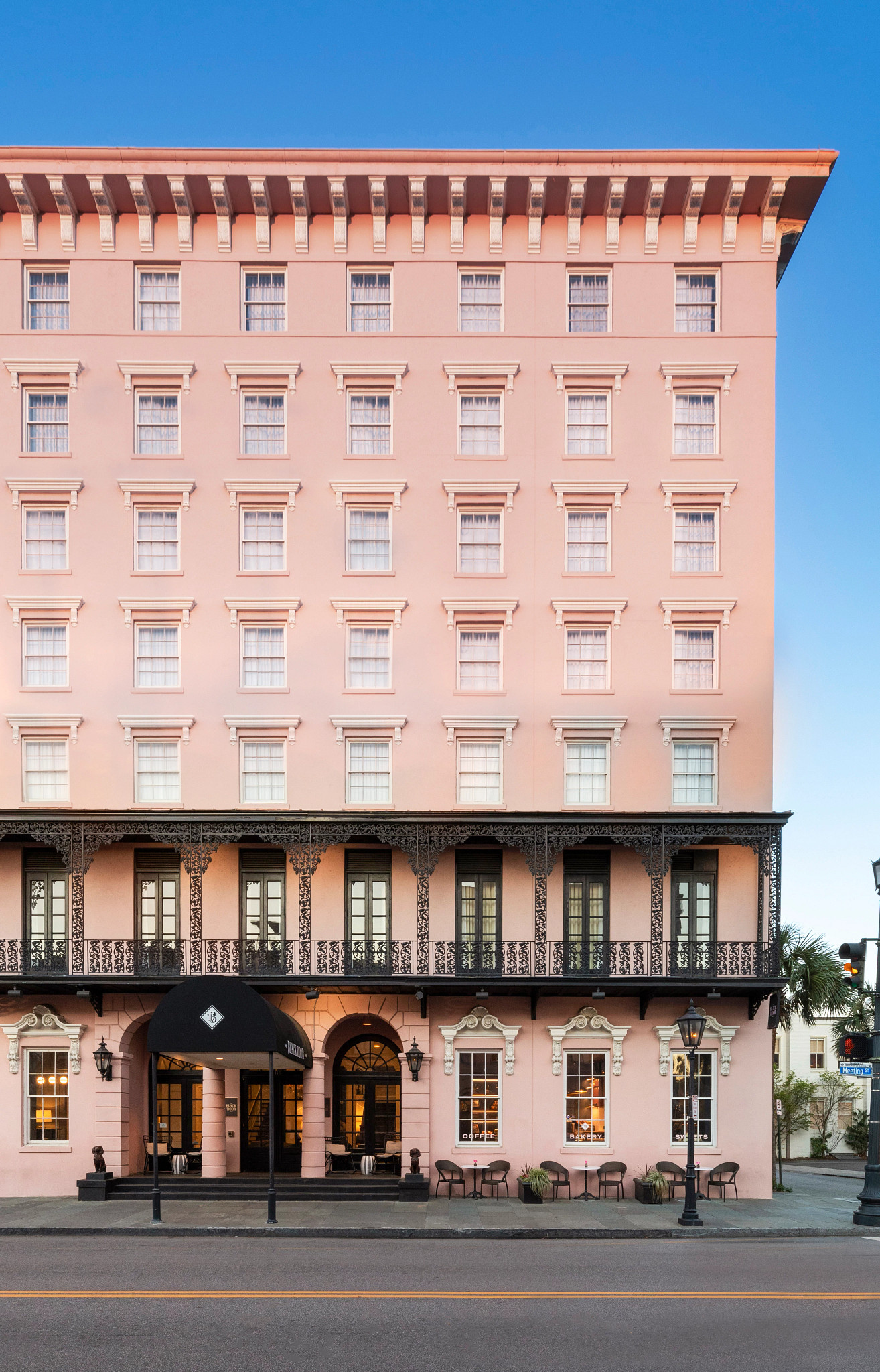 the exterior of the Mills House Hotel in Charleston, South Carolina
