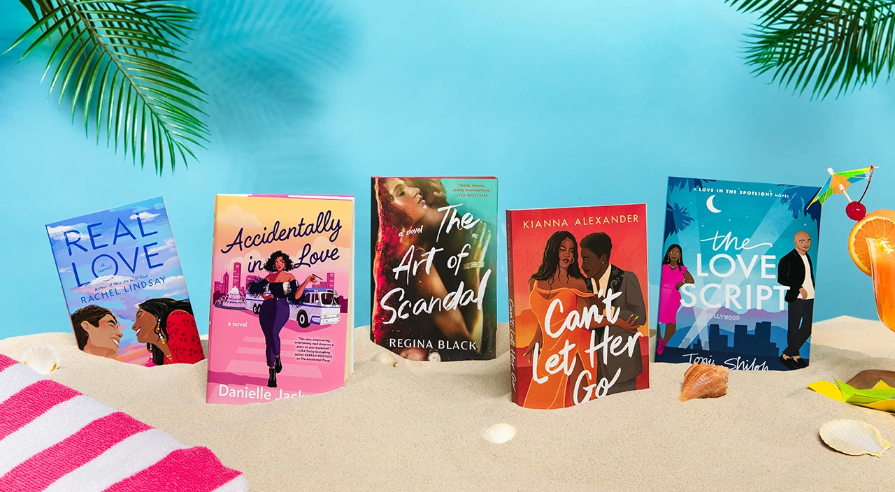 Books styled in a beach setting
