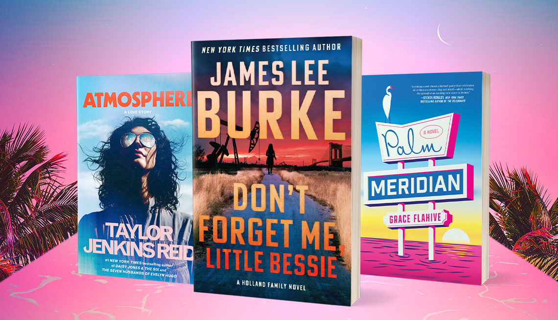 the covers of 'atmosphere,' 'too old for this' and 'palm meridian'