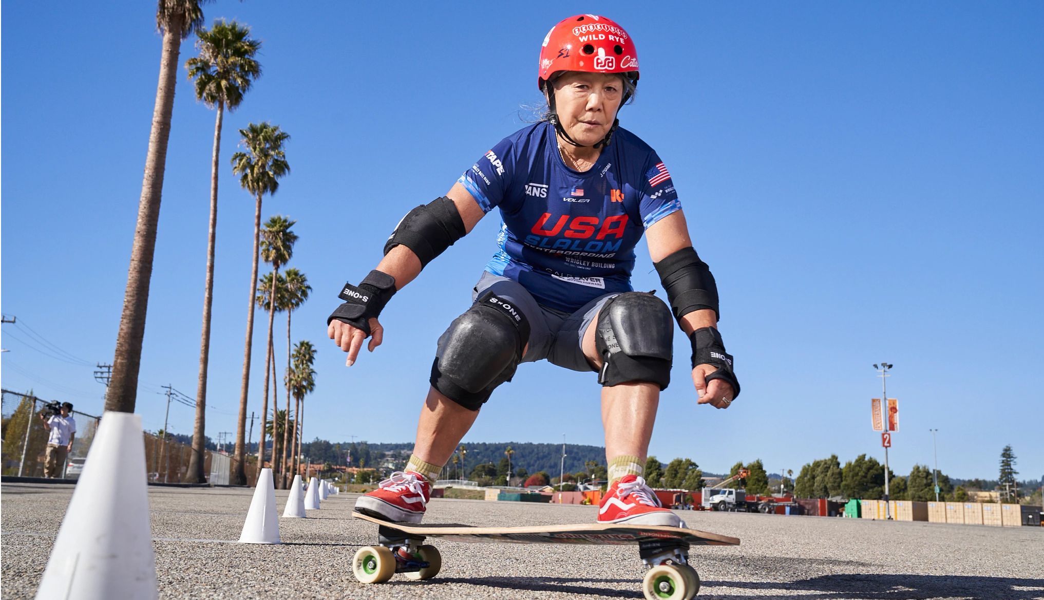 Judi Oyama skateboarding in California Judi Oyama skateboarding in California