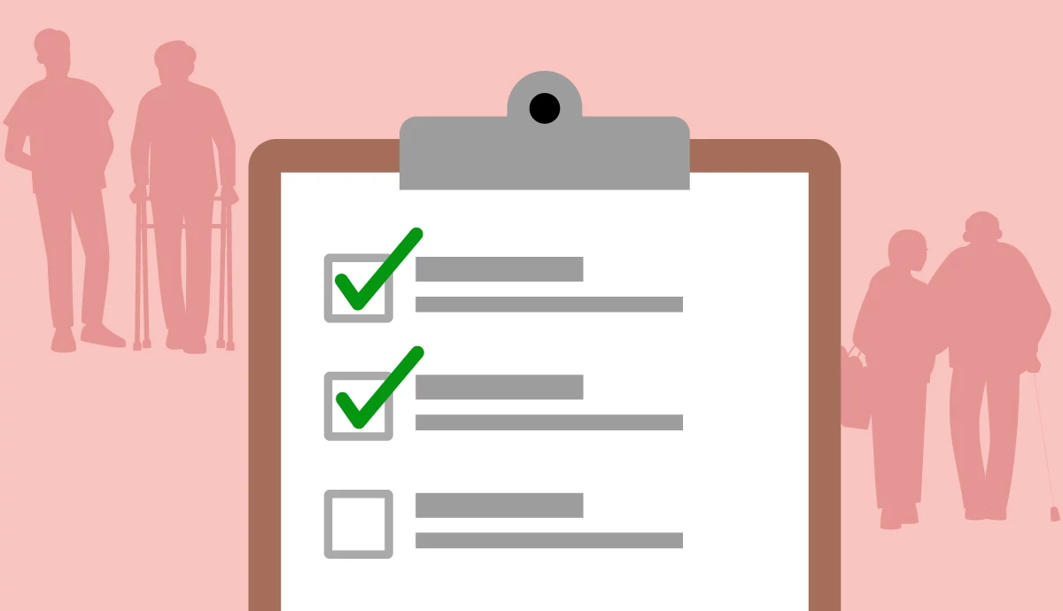 .Illustration of a clipboard with checklist showing two green checkmarks