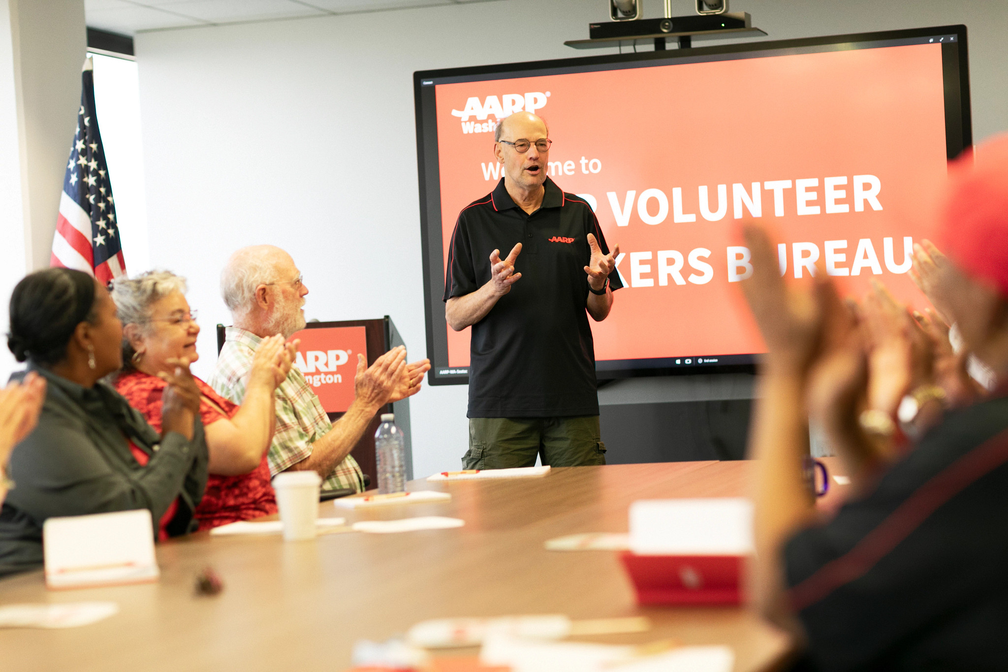 a person speaking at an event