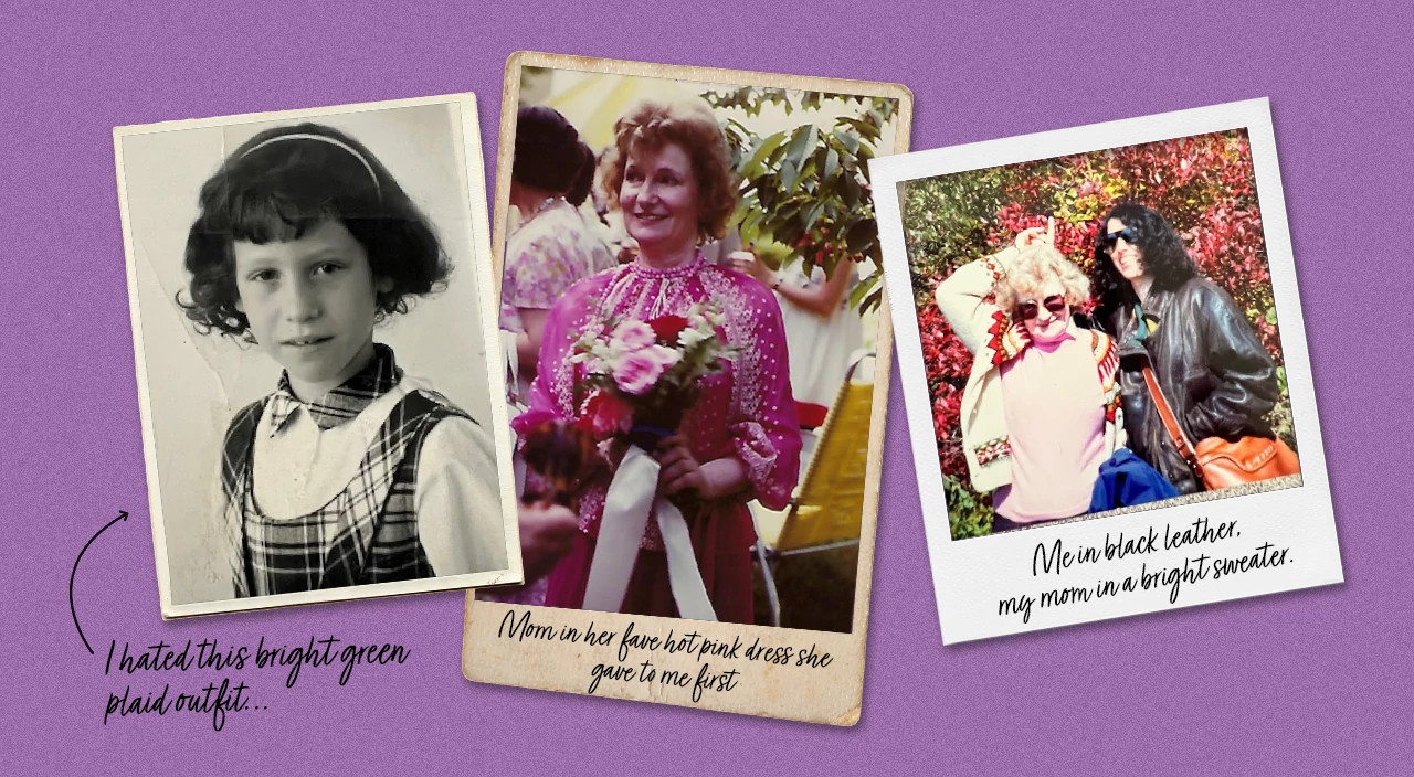 photo collage of photos remembering mom's fashion