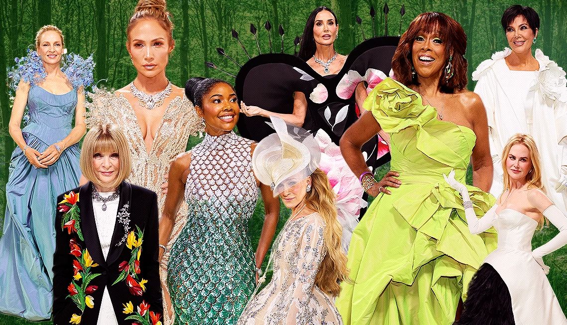 Collage de fotos de varias celebridades en la Gala del Met 2024